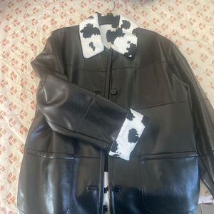 Mulberry cow print leather coat